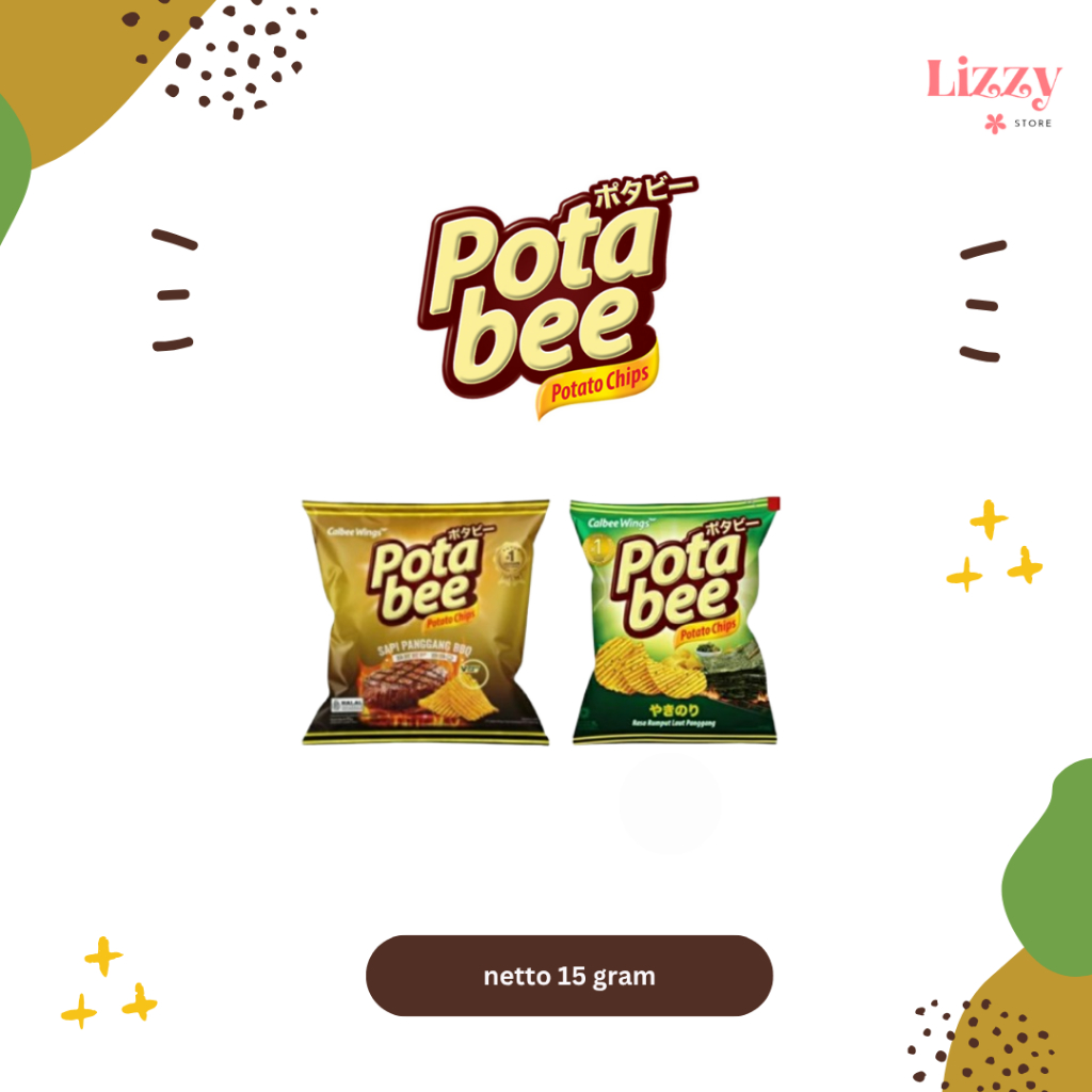 Pota bee Potato Chips BBQ/Rumput Laut Snack 15g