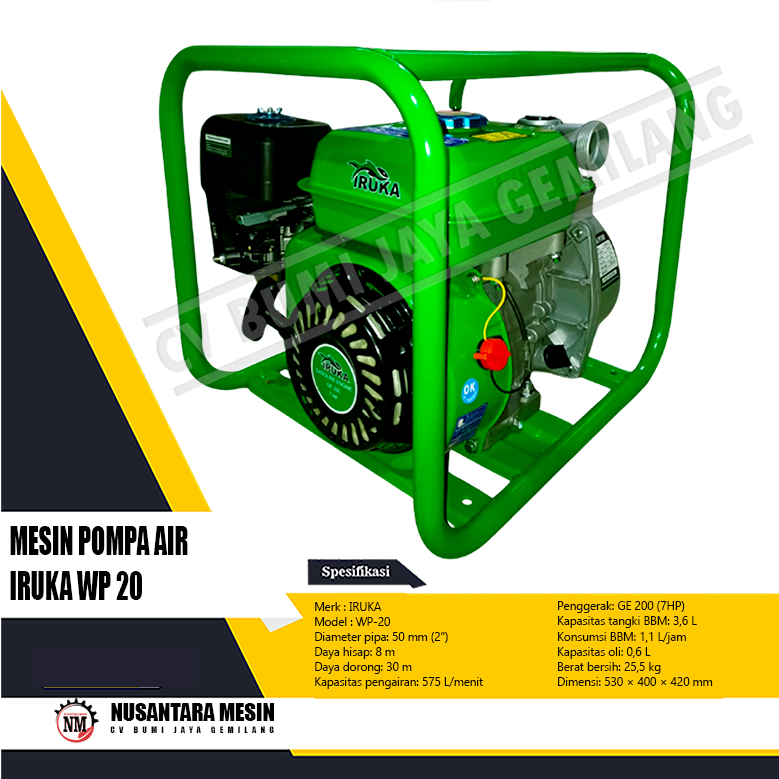 MESIN POMPA AIR IRIGASI / WATERPUMP IRUKA WP 20 (2") - IRUKA WP 30 (3")