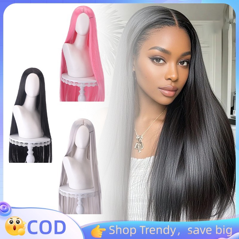 100cm Wig Rambut Wanita Cosplay Wig Base Wig Rambut Panjang Wig Rambut Asli