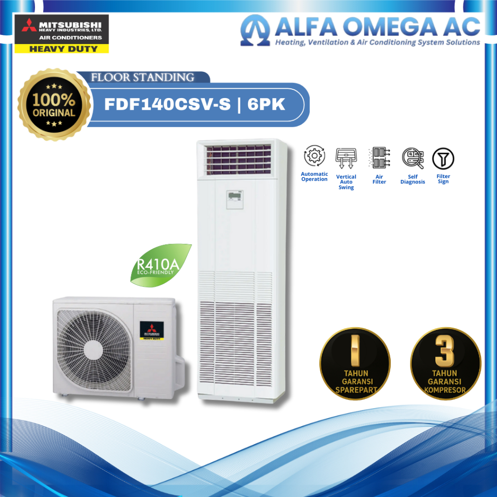 Mitsubishi AC Floor Standing Standard Non Inverter 6 PK - FDF140CSV-S#ACMITSUBISHI #TERMURAH - UNIT 