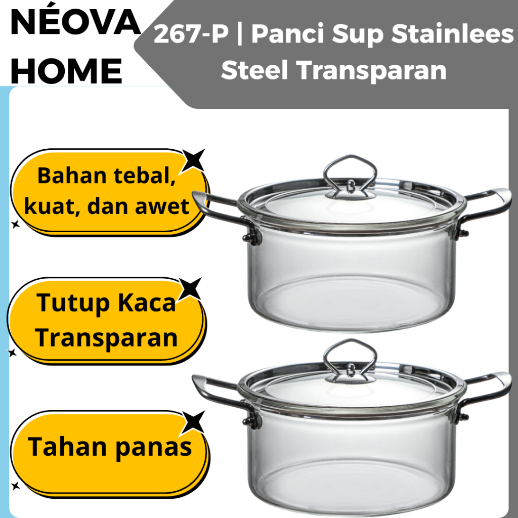 Panci Sup Stainless Steel 16cm 18cm Tutup Kaca – Soup Pot Kecil Murah Serbaguna