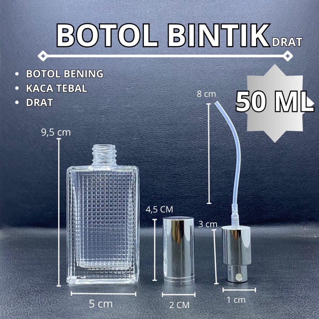 Botol parfum kosong Bintik bening 50ml type drat/putar/new variant/bottle parfume