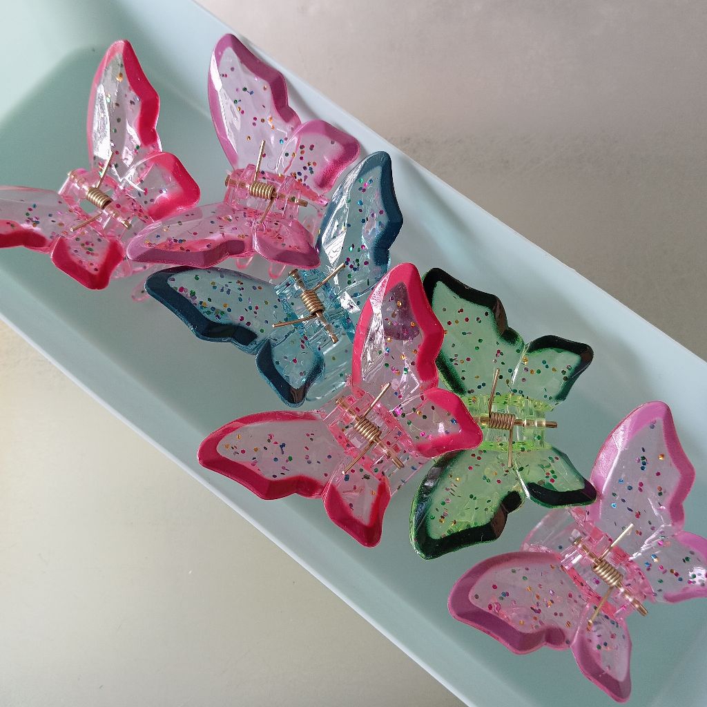 Jedai Kupu-kupu Glitter, jedai rambut kupu-kupu, aksesoris rambut