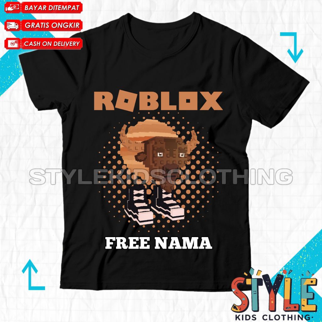 BISA COD Kaos Baju Anak Bisonte Giuppitere Steal A Brainrot Roblox Free Nama T-shirt Kaos Anak Roblo