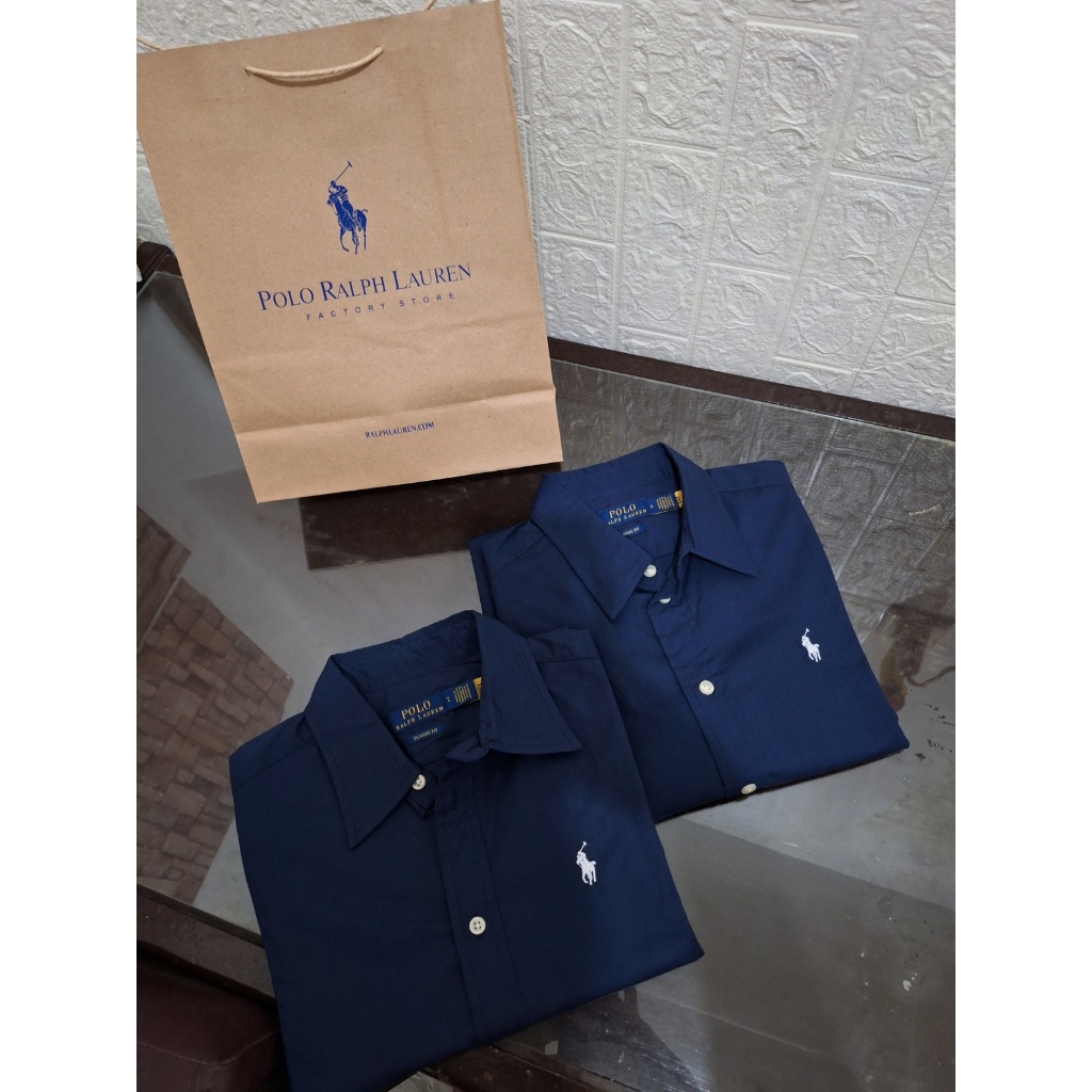 New Navy Shirt Kemeja Polo Ralph Lauren Pria Wanita Original Barcode