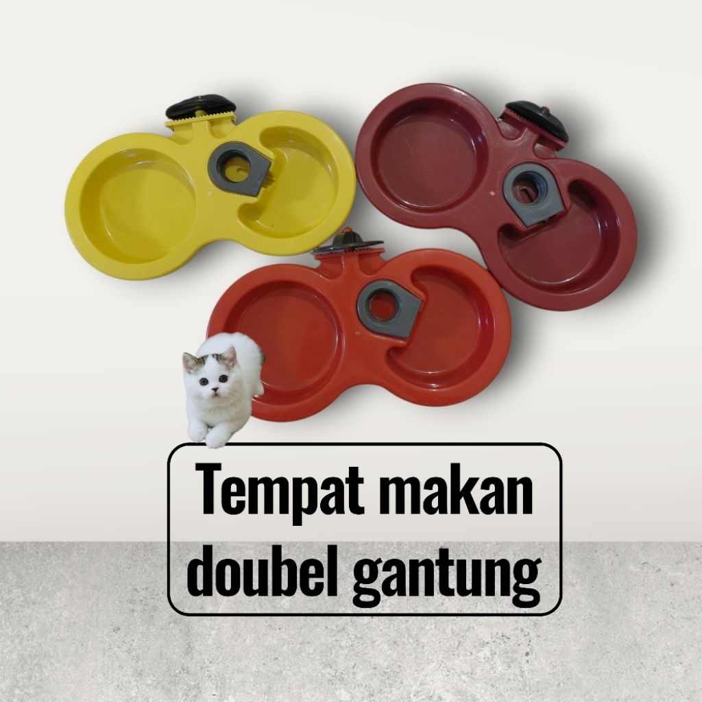 TEMPAT MAKAN HEWAN KUCING/ANJING DOUBLE GANTUNG