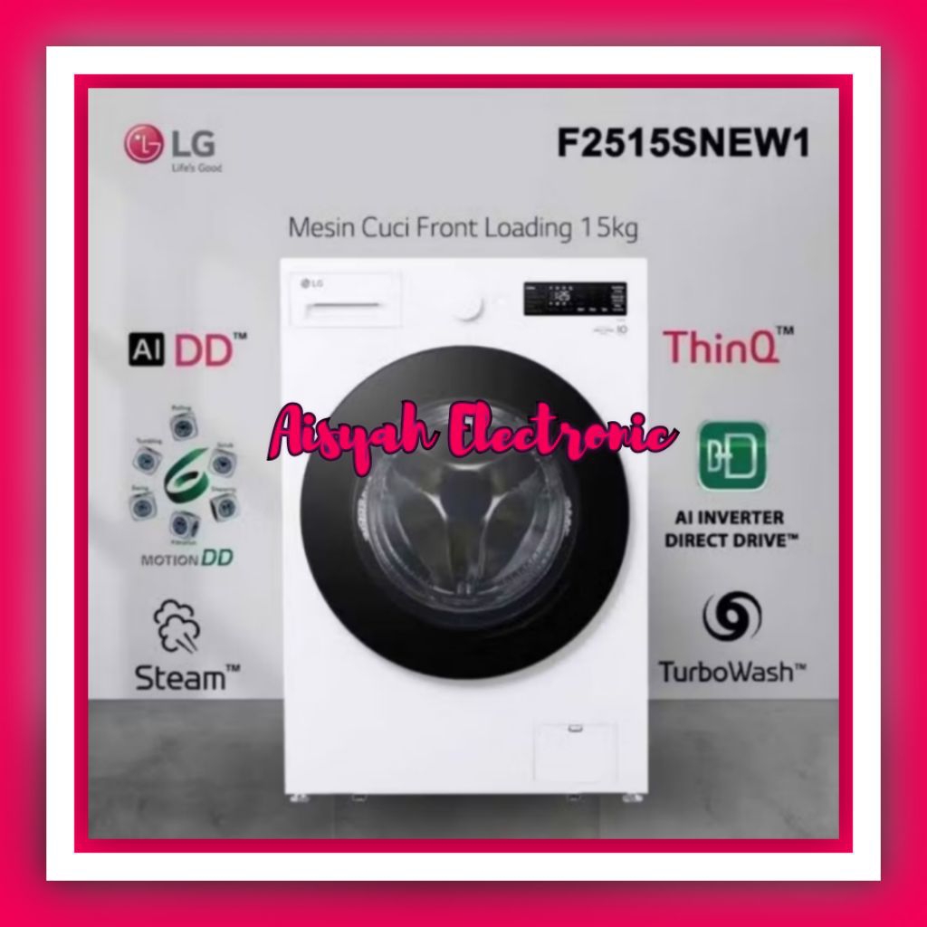 MESIN CUCI FRONT LOADING LG 15 KG INVERTER F2515SNEW GARANSI 10 TAHUN