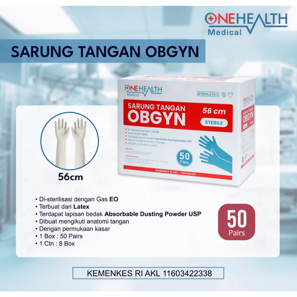 Sarung Tangan Obgyn / Sarung Tangan Panjang / Handscoon Gynaecolog Steril Onehealth