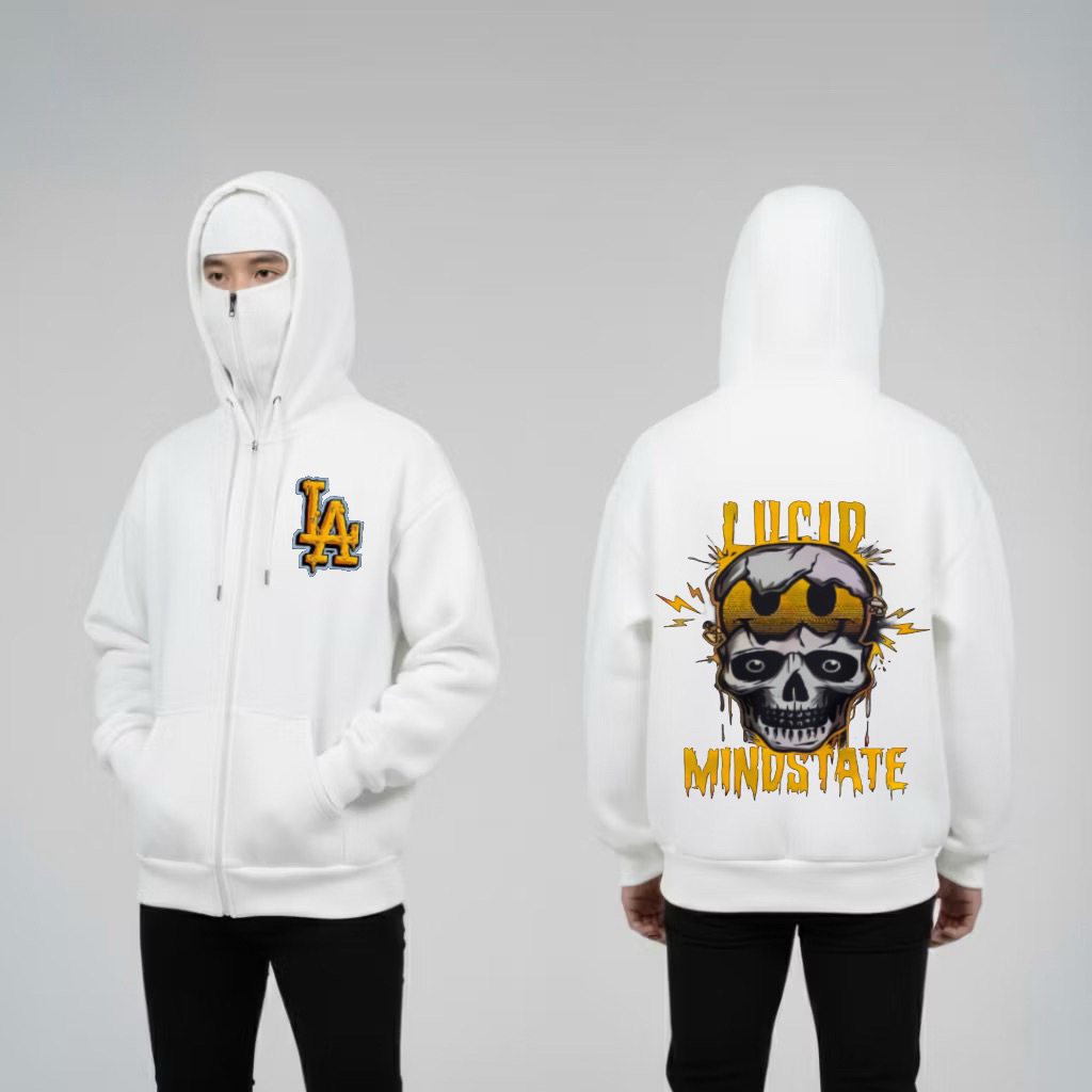 Jaket Ninja Balaclava Premium Bahan Tebal Sweater Resleting Balaclava Unisex Pria Wanita Bahan Fleec