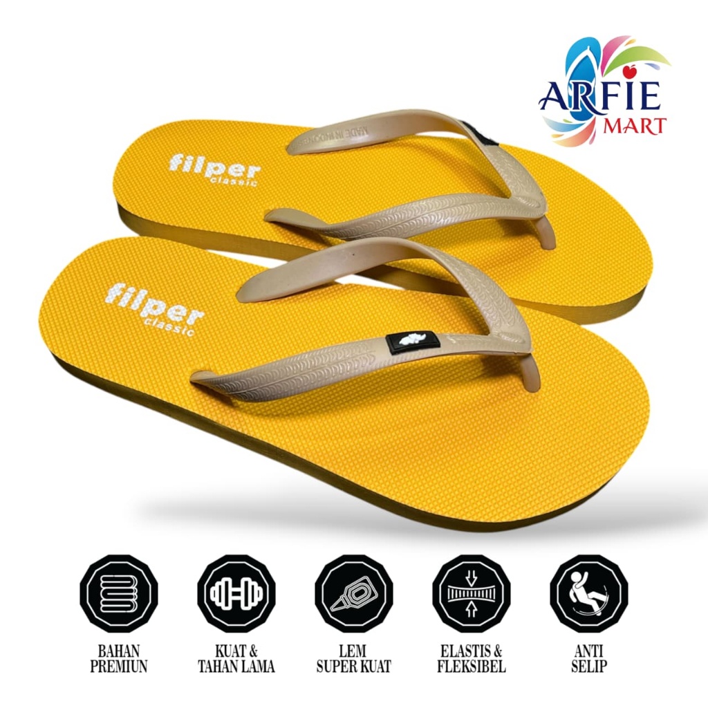 SANDAL JEPIT DEWASA WARNA KUNING PRIA WANITA FLIPPER FILPER FIPPER TERLARIS SIZE 38- 45 KEKINIAN, RI