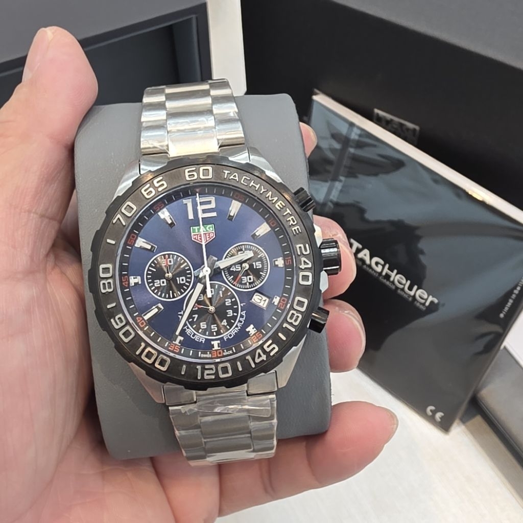 JAM TANGAN PRIA STEEL TAG Heuer Formula 1 Chronograph Blue Dial