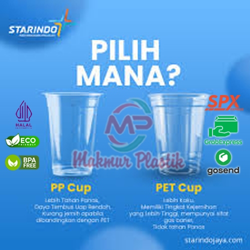 CUP PET STARINDO 12 OZ 16 OZ STRAWLESS LID ANTI TUMPAH / Gelas Starindo Datar / Gelas Plastik Pet