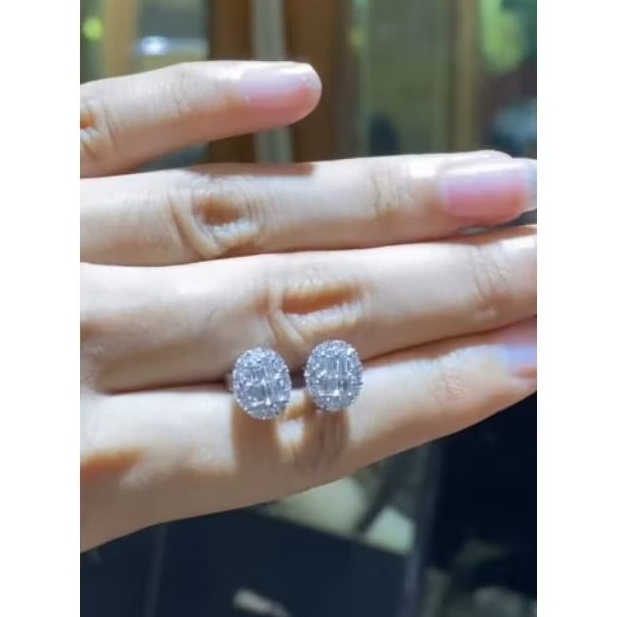 Anting / Giwang Berlian Eropa bentuk oval