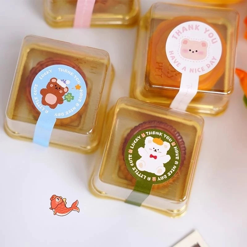 Stiker Label Panjang Lucu Stiker Penyegel Kotak Kue Makanan Panjang 10 cm