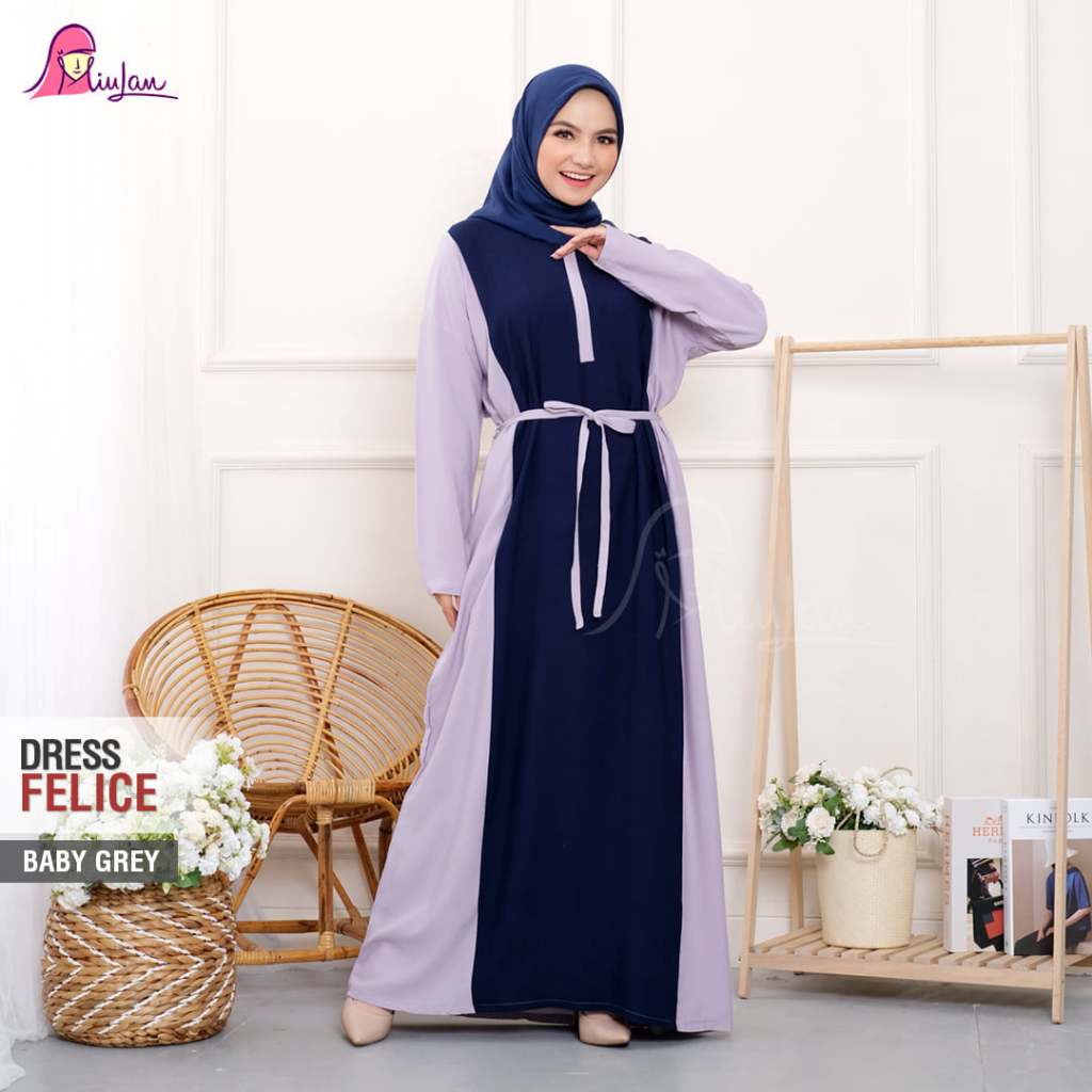 Dress Felice Miulan / Dress Katun Miulan / Dress Polos Miulan / Gamis Miulan / Gamis Murah / Gamis B