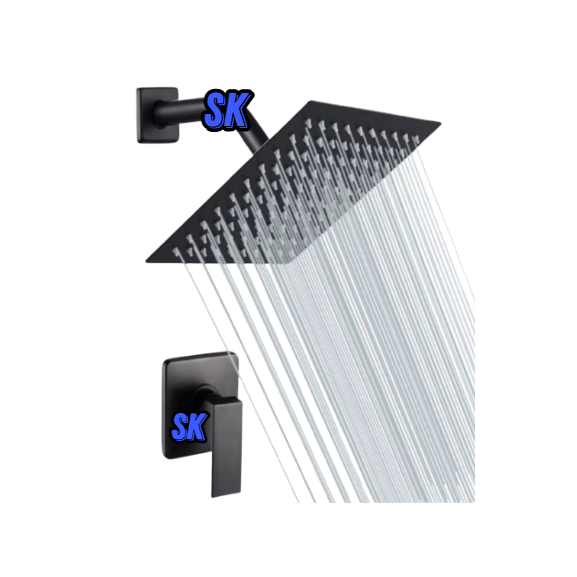 Paket Wall shower stop kran panas dingin / paket wall shower tanam tembok panas dingin hitam minimal