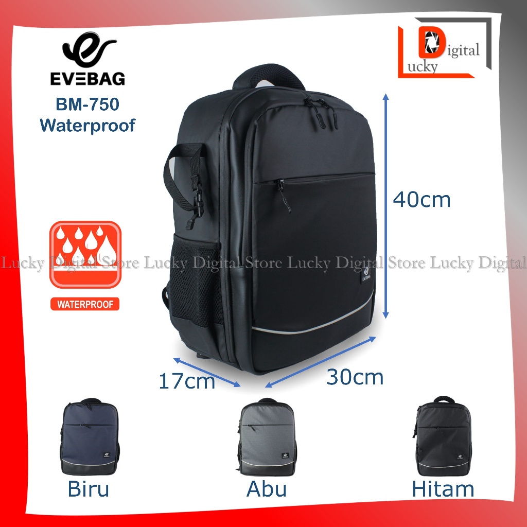 EVEBAG BM750 WP Camera Backpack Waterproof Tas Ransel Kamera DSLR Mirrorless Laptop Drone Gimbal