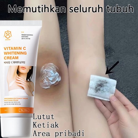 60g Krim Pemutih Ketiak Vitamin C Pemutih leher dan pundak Krim pemutih Vitamin C Pemutih selangkang