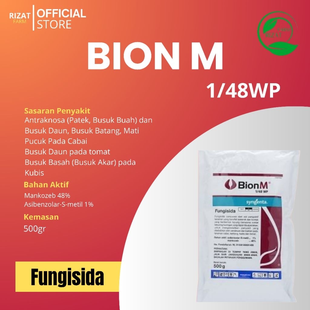 Fungisida Bion-M 1/48 MZ Produk Asli Berkualitas untuk Pengendalian Jamur | Rizat Farm Official Shop