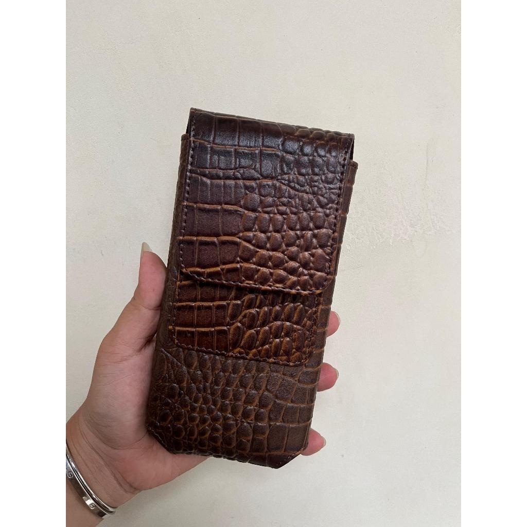 Sarung Hp Pinggang Pria Kulit Sapi Asli 100% Motif Buaya