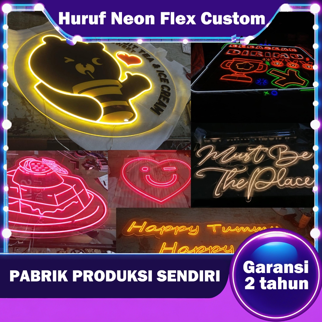 Huruf Neon Flex Custom / Papan Nama Akrilik / Dekorasi Kamar, Cafe, Bar, Resto / Neon Flex Dekorasi 