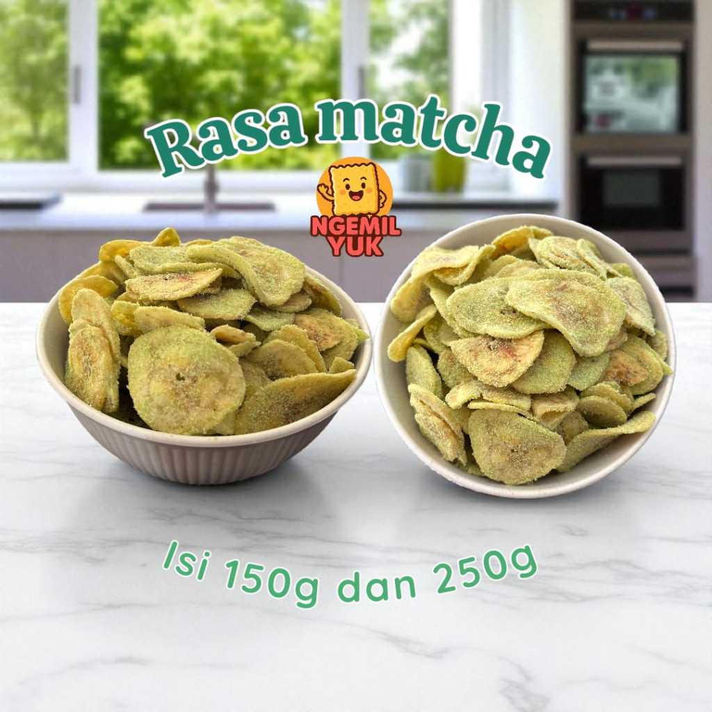 250g Keripik pisang kepok khas lampung rasa matcha