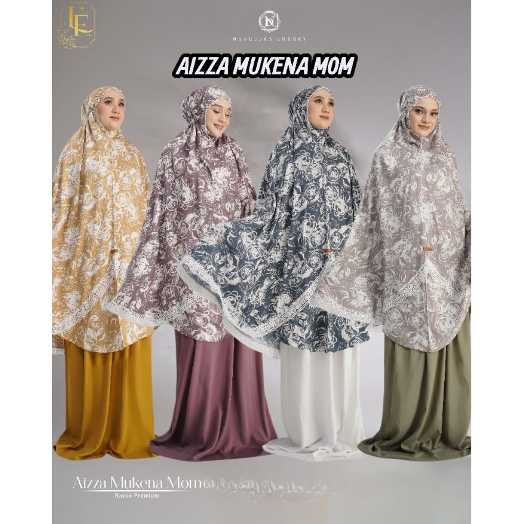 (BISA COD) AIZZA MUKENA COUPLE MOM & KIDS BY NADHEERA LUXURY | MUKENA RAYON ADEM// MUKENA DEWASA// M