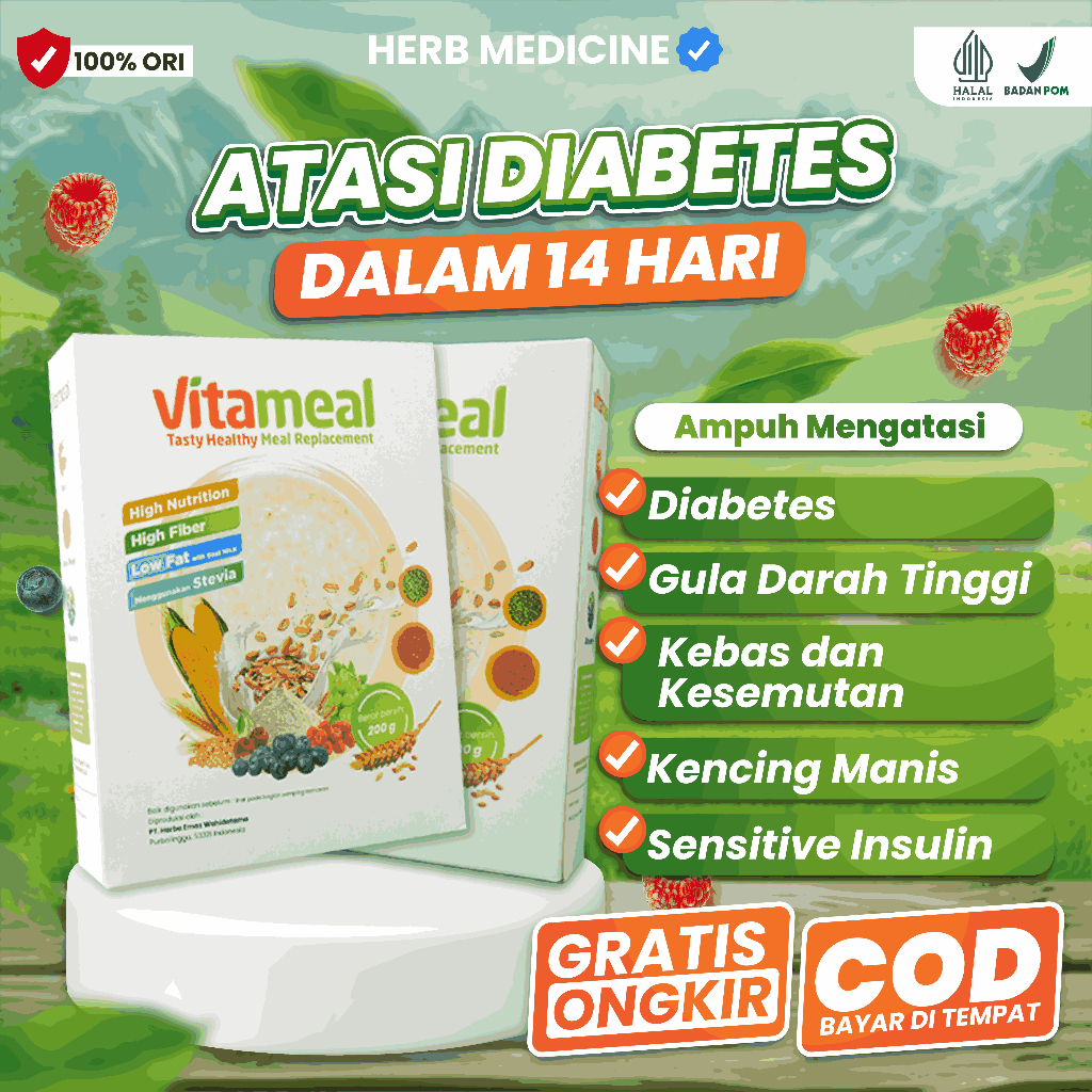 VITAMEAL Oatmeal Sereal Diet Menjaga Tensi Darah Gula Diabetes Terbukti Ampuh
