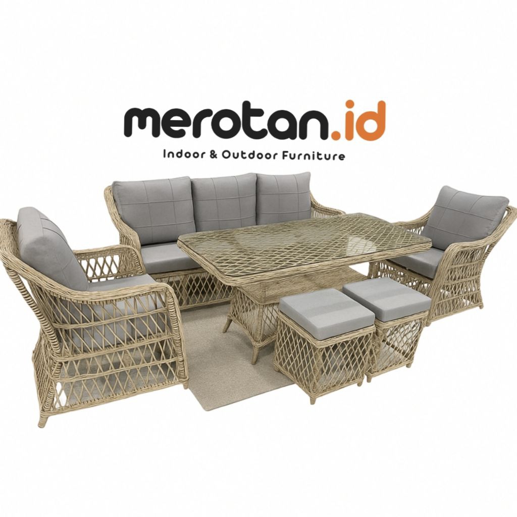 Set Kursi Tamu Outdoor Rotan Sintetis Premium / Sofa Tamu Outdoor Rotan Sintetis / Kursi Makan Outdo
