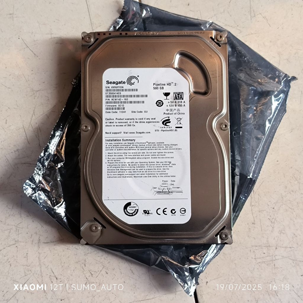 KONDISI RUSAK HARDDISK Seagate 500GB ex cctv