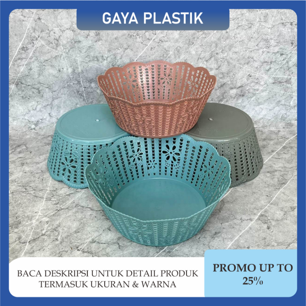 [ 6 & 12 Pcs ] Keranjang Buah Elandra Keranjang Venus Bulat Wadah Serbaguna Estetik Tempat Penyimpan