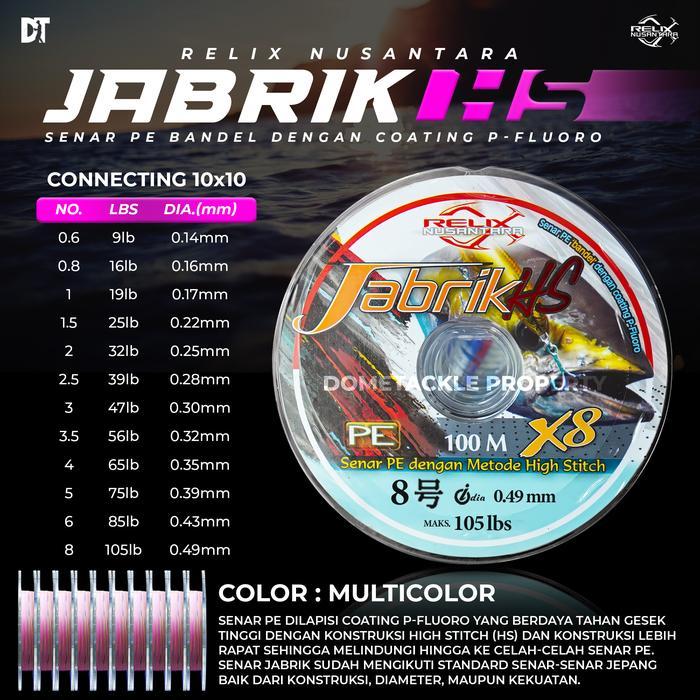 Jabrik HS Relix Nusantara Senar PE Benang Pancing X8 100 200 300 Meter 1 1.5 2 2.5 3 3.5 4 5