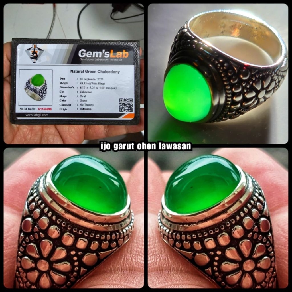 batu akik ijo Garut Ohen super kristal giwang