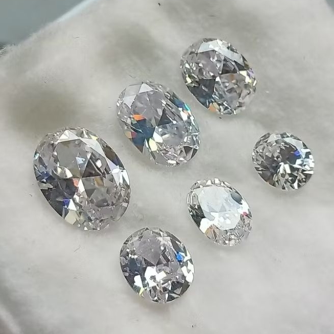 Batu Permata Diamond Putih Cutting Oval