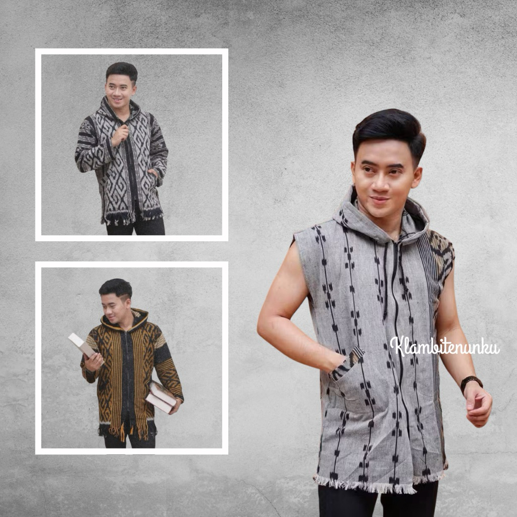 Hoodie Tenun Kekinian-Hoodie Lengan Panjang-Hoodie Tanpa Lengan-Hoodie Tenun Blanket-Hoodie Pria