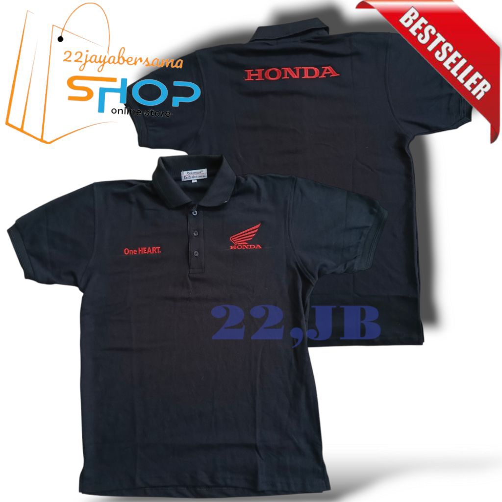 kaos polo Honda one heart • Kaos model polo dealer Honda • Kaos seles HONDA Full bordir