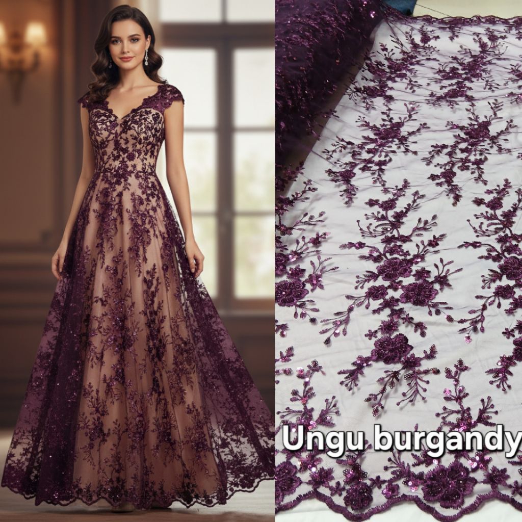 Kain tile payet jepang premium / Kain tile payet mewah ful aksesoris