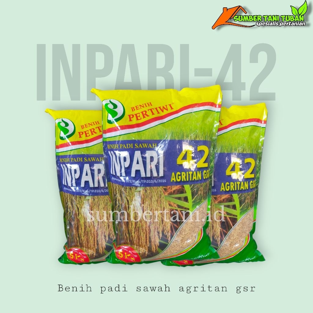 Benih padi hibrida F1 INPARI-42 ANGRITAN GSR dari Pertiwi (kemasan 5.kg