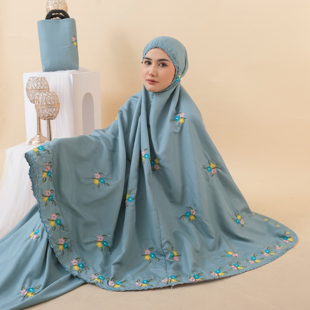 MAYSARON Mukena Setelan Katun Premium Bordir Bunga Melati