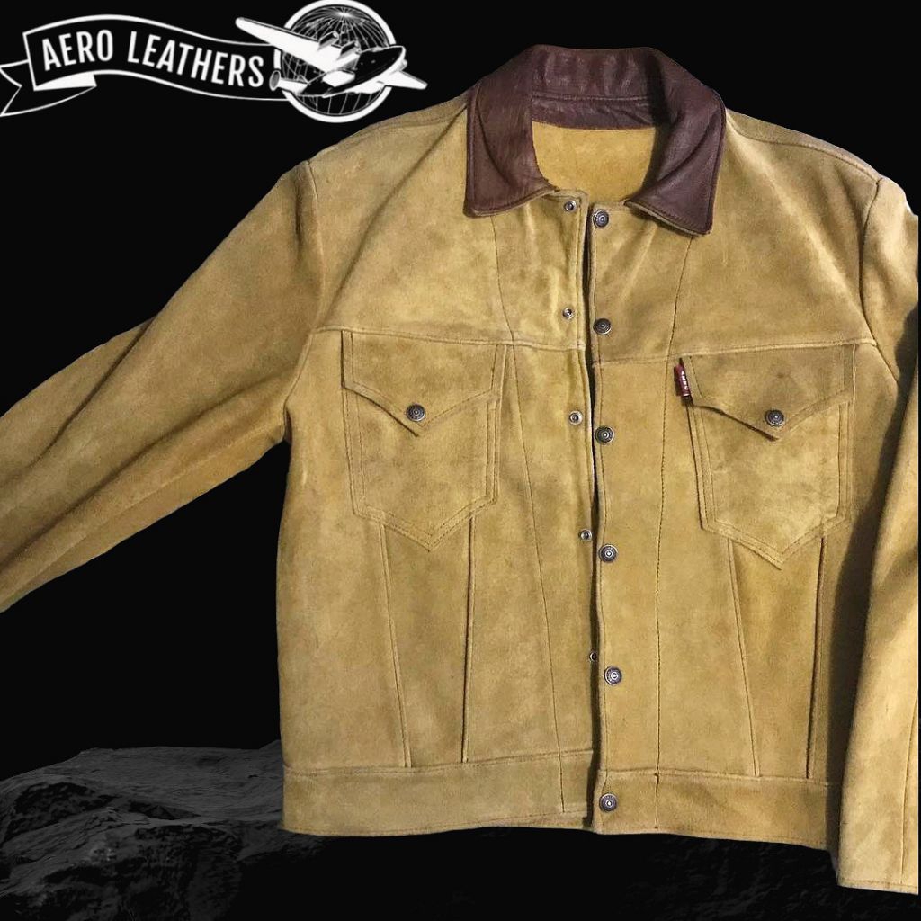 Aero Leather Clothing Type III Short-horned Suede Western Trucker Jacket X Jaket Kulit Levis Kapital