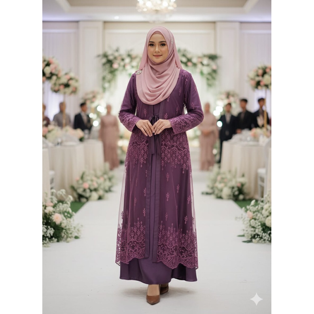 DRESS BROKAT WARNA PURPLE Dress Kondangan