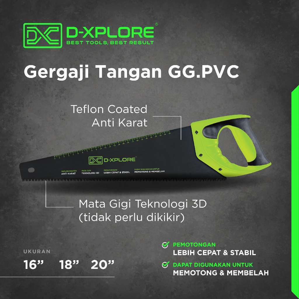 GERGAJI KAYU TAJAM / GERGAJI KAYU / GERGAJI TANGAN / HAND SAW PVC - Uk 16 INCH 18 INCH 20 INCH / HAN
