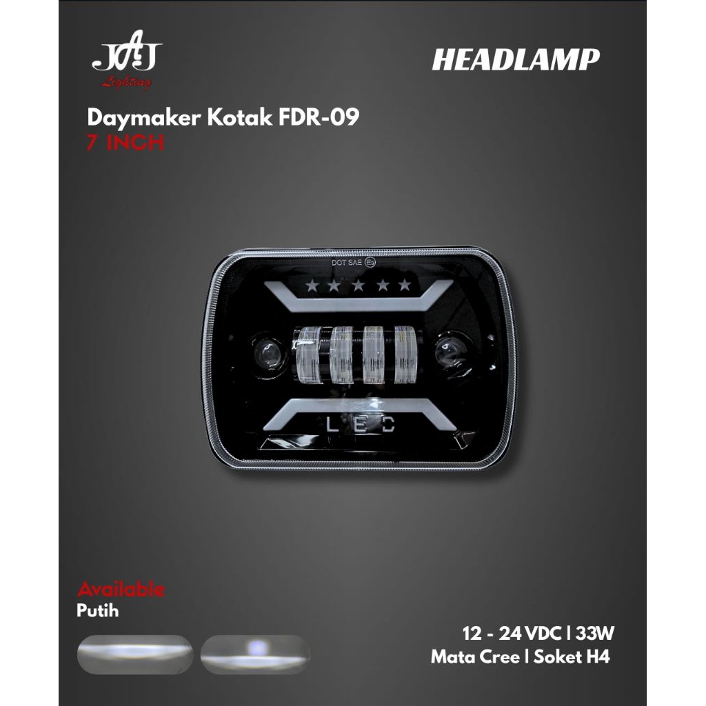 Daymaker Kotak FDR-09 | 7 INCH | 33 WATT | Headlamp Motor | JAJ LIGHT