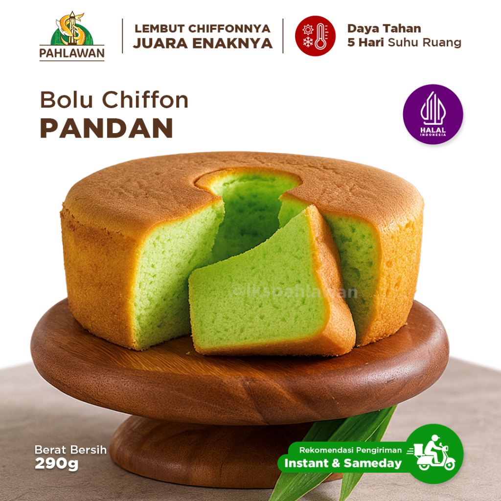 Chiffon Cake Pandan - Oleh-oleh Khas Surabaya by Lapis Kukus Pahlawan