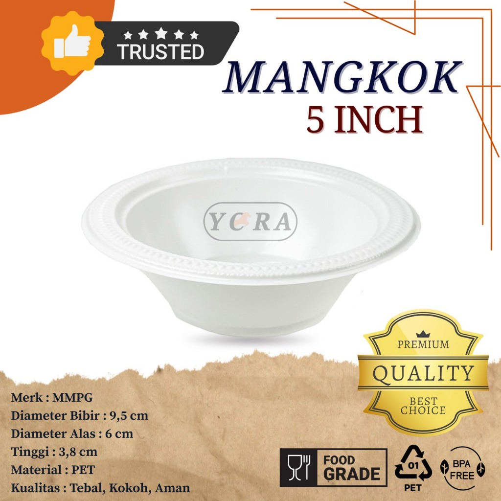 [ISI 50 PCS] mangkok plastik sekali pakai / mangkok plastik 5 inch / mangkok plastik putih susu MK5 