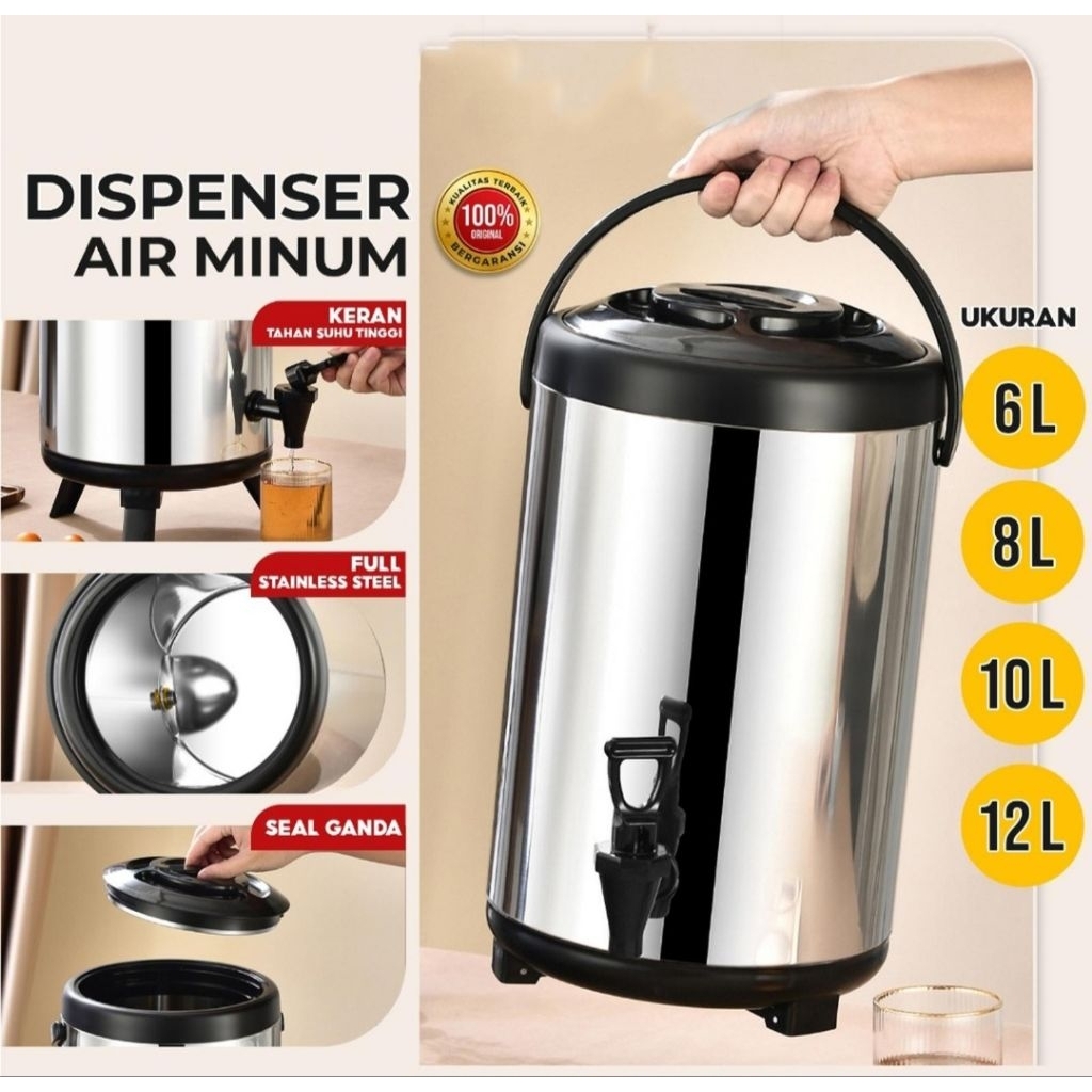 Termos air milk tea drink jar stainless HC 8 10 12 liter