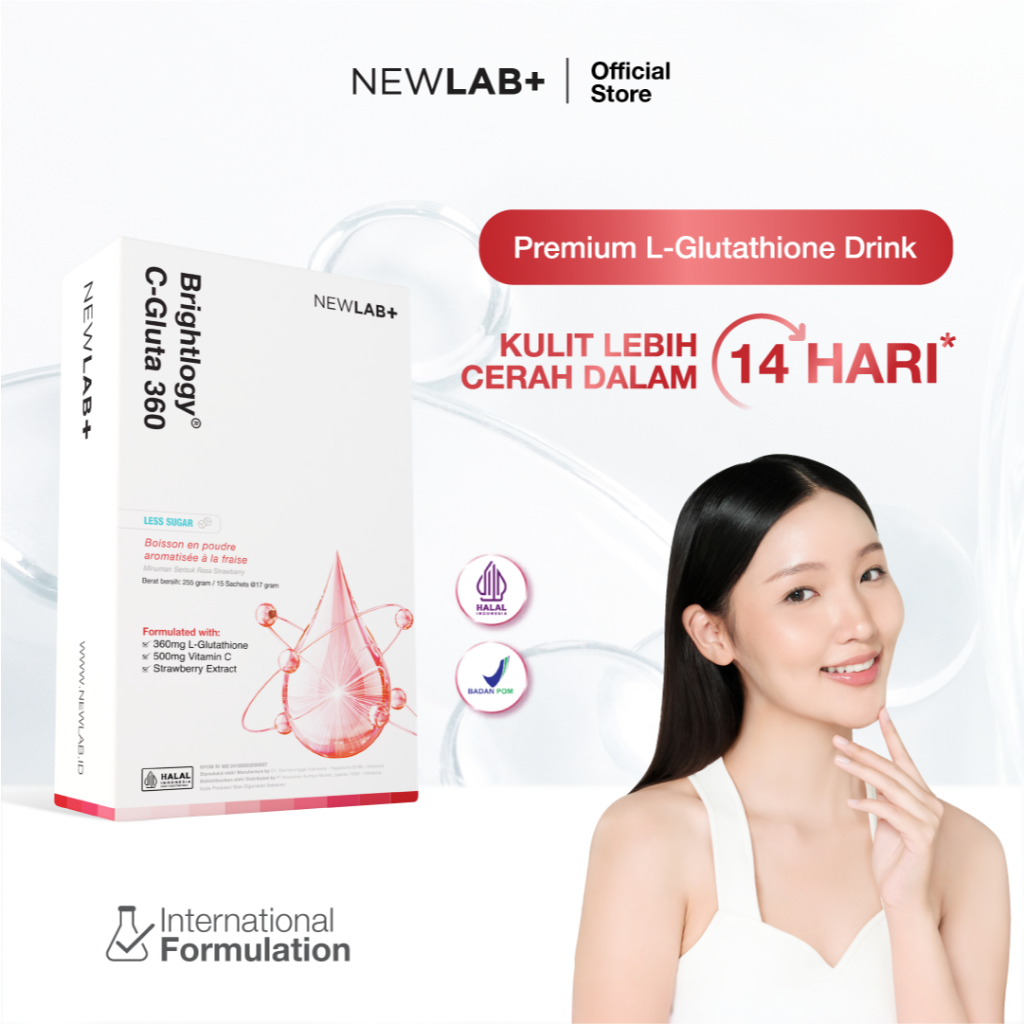 NEWLAB Brightlogy C-Gluta 360 | Minuman Glutathione BPOM untuk Pemutih Badan | Glutathione Whitening
