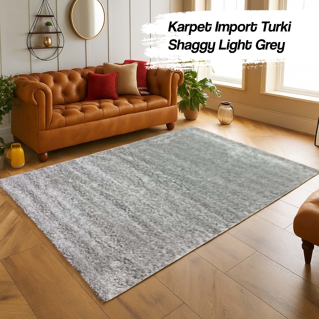 permadani turki Karpet Import Asli Turki Uk 200 x 290 Shaggy Light Grey, Karpet Lorong, Karpet Bulu 