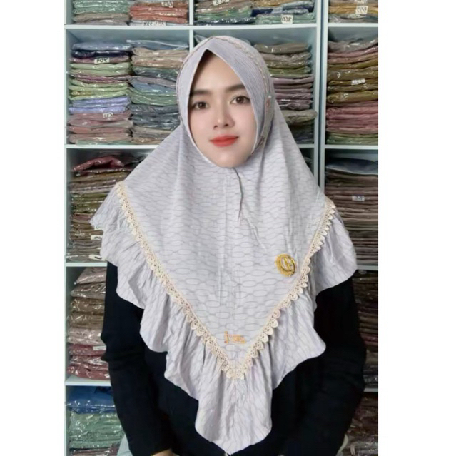 298 JILBAB DOA IBU RENDA PED SABIT BUSA REMPEL JERSEY CASANDRA/HIJAB DOI PET SABIT BUSA SIZE L BESAR