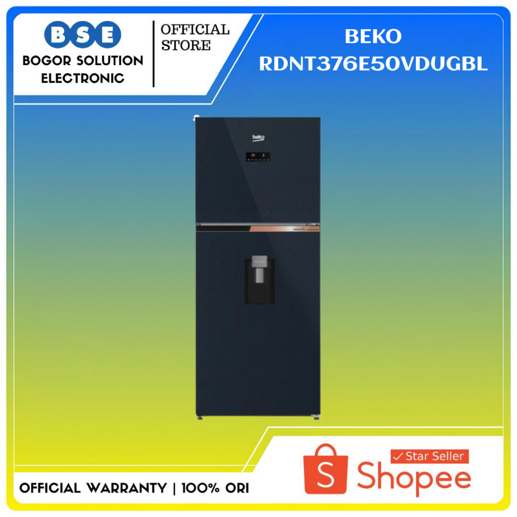 BEKO RDNT376E50 Kulkas Water Dispenser Beko 2 Pintu RDNT376E50VDUGBL 375 Liter Kulkas Beko ProSmart 
